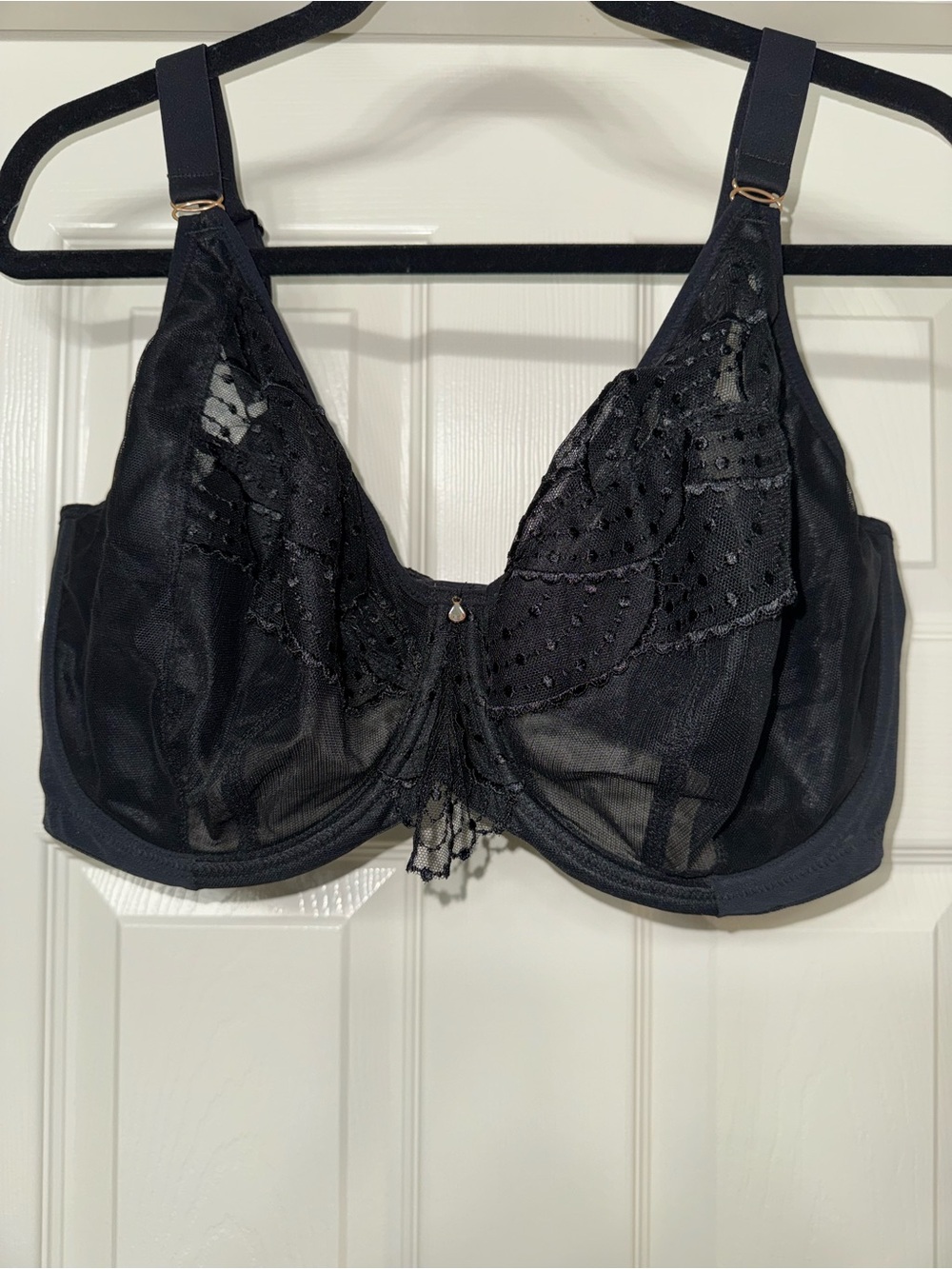 Elomi Priya Plunge Bra Black Lace UK 38H US 38K EL4550